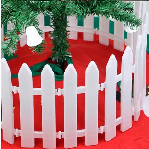 White Plastic Christmas Fence Picket For Holiday Tree Decoration Splicing Design Festive Border For Home Hotel Party Decor