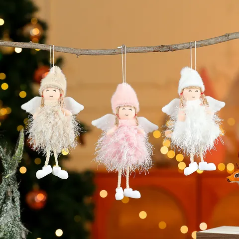 Plüsch Weihnachten Engel Puppe Anhänger Für Weihnachtsbaumschmuck Weiche Hängende Ornamente Für Haus Fenster Urlaub Party Dekor