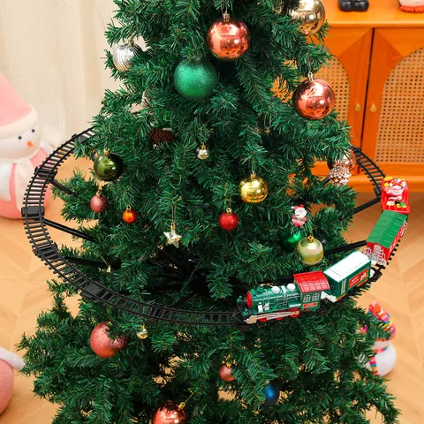 Elektrisches Weihnachtsbaum Zugset Mit Sound Und Licht Rotierende Eisenbahnschiene Für Weihnachtsbaumschmuck Geschenke