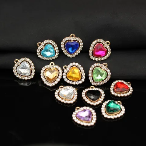 Ciondolo Cuore in Lega con Strass Grazioso Charm d'Amore per Accessori per la Creazione di Gioielli Bracciale Collana Fai da Te Regalo