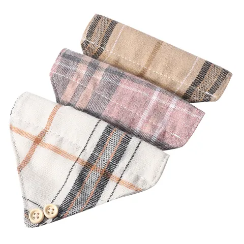 British Plaid Pet Collar Bandana Set With Bowtie And Bell Adjustable Fabric Neck Strap For Cats Small Dogs Everydays Decoration