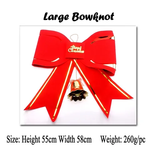 Große Weihnachts Schleife Hängende Dekoration Mit Gold Glocken Flockstoff Rote Bandschleife Für Baumspitze Hochzeit Party Zuhause Dekor