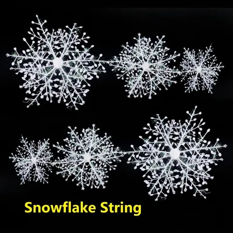 Decoración Colgante de Copo de Nieve de Navidad Blanco Cuerda 3D Envuelto Plástico para Ventana Techo Hogar Fiesta
