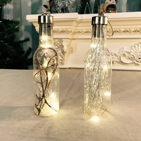 Christmas LED Luminous Plastic Balls Warm Light Heart Bottle Hanging Ornaments For Holiday Christmas Tree Home Decor