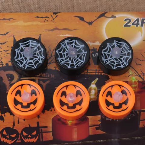 Halloween LED Pumpkin Candle Light Luminous Spider Web Tea Light Bar Party Decor Flameless Electronic Candle Lantern Prop