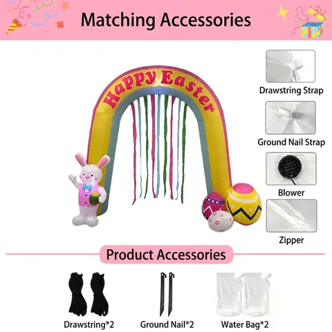 Giant Happy Easter Inflatable Archway With Rabbit And Colorful Eggs Outdoor Garden Decoration Inflatable Arch For Holiday Party Yard Decor