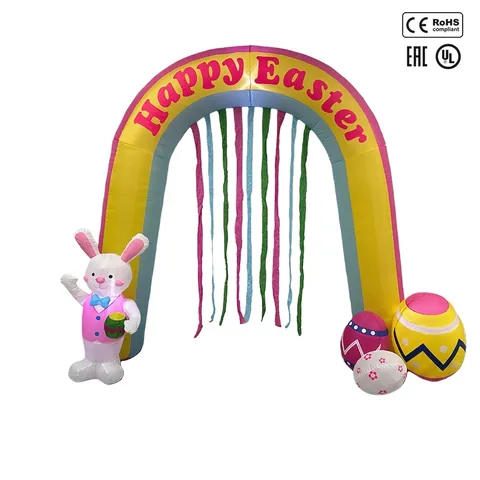 Giant Happy Easter Inflatable Archway With Rabbit And Colorful Eggs Outdoor Garden Decoration Inflatable Arch For Holiday Party Yard Decor