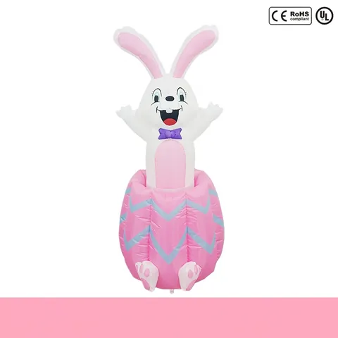 Inflatable Easter Bunny In Egg Glowing Rising Rabbit Garden Decor Outdoor Yard Ornament For Festival Party Decoration