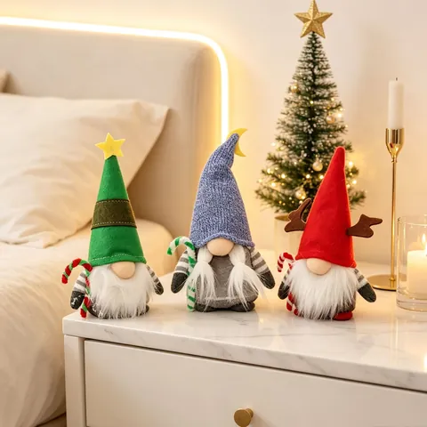 Weihnachten Gesichtsloser Zwerg Plüschpuppe Ornament Rot Grün Blau Stern Geweih Mond Dekoration Festliche Zwerg Puppe Für Zuhause Party