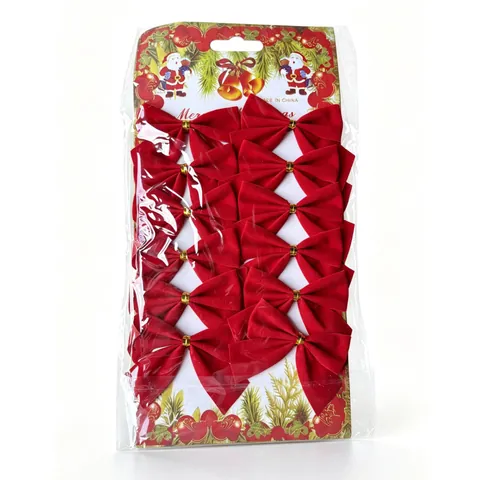 Christmas Tree Mini Bow Ornaments Velvet Ribbon Bowknots For Garland DIY Crafts Hanging Decoration Festive Party Supplies