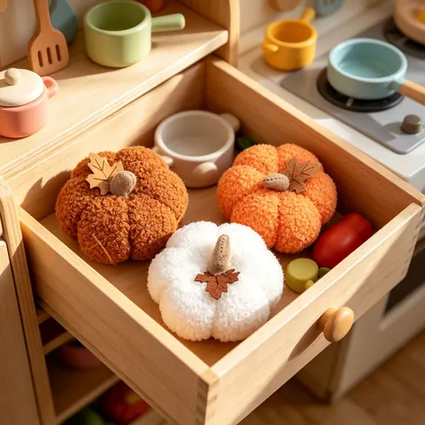Nordic Style Lamb Wool Simulation Pumpkin Ornament Harvest Festival Halloween Decoration For Home Desktop Party Gift
