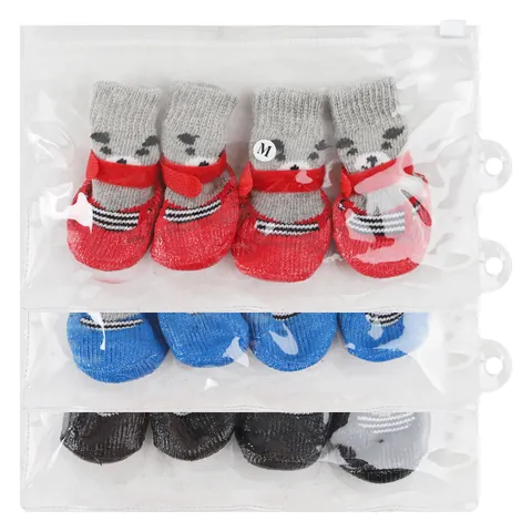 Calcetines Antideslizantes Impermeables Para Mascotas Zapatos De Algodón Para Perros Suela Silicona Correa Mágica Patrón Oso Panda