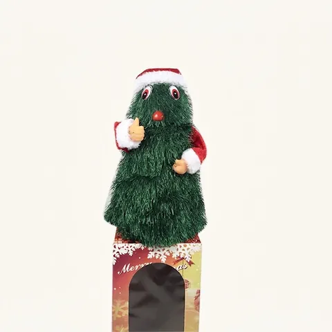 Electric Singing Dancing Christmas Tree Plush Toy Rotating Musical Santa Doll Holiday Party Decor Kids Gift Animated Xmas Prop