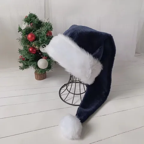 Extra Lange Pluche Kerstmuts Kerstman Hoed Voor Volwassenen Multicolor Kunstbont Kerstfeest Vakantie Kostuum Decoratie