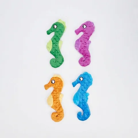 Squeaky Seahorse Dog Toy Plush Teething Interactive Pet Chew Toy with Textured Surface for Small Medium Dogs