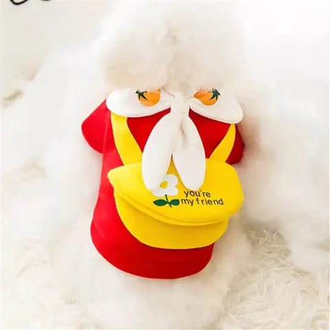 Polyester Fleece Pet Hoodie For Small Dogs Cats Warm Winter Puppy Sweatshirt With Cartoon Decoration School Style