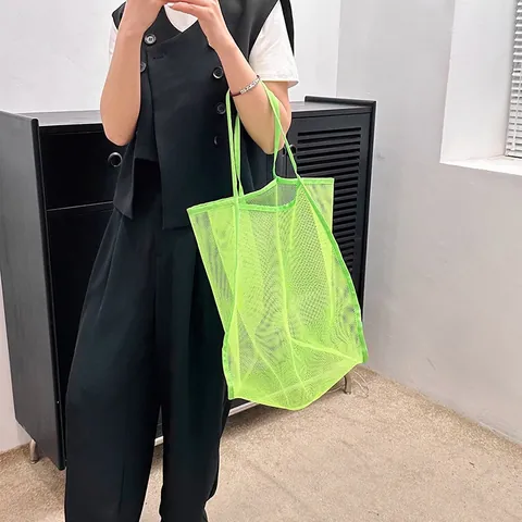 Extra Large Capacity Mesh Travel Storage Bag Portable Beach Swimming Bag For Clothes Toys Breathable Mesh Handbag For Outdoor
