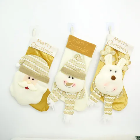 Calza di Natale Grande Sacchetto Regalo Con Babbo Natale 3D Pupazzo di Neve Renna Tessuto Ricamato Decorazione per Festa di Natale