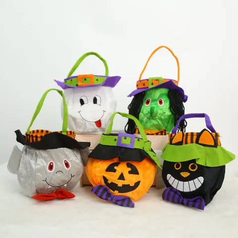 Bolsa de Caramelos de Peluche de Halloween para Niños Calabaza Bruja Fantasma Monstruo Bolsa de Regalo Portátil Fiesta