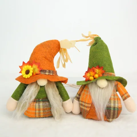 Gnomo Senza Volto del Ringraziamento Bambola Cappello a Punta Scozzese Girasole Ornamento da Tavolo Decorazione Autunnale Peluche Gonk