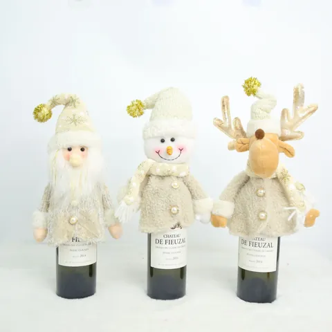 Copri Bottiglia di Vino Natalizio Peluche Babbo Natale Pupazzo di Neve Renna Borsa Decorativa Tavolo da Pranzo Stile Nordico