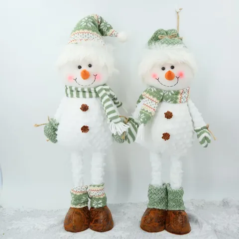 Figura de Gnomo Muñeco de Nieve de Navidad Telescópico a Cuadros Adorno de Mesa Festivo Decorativo para Escaparate Decoración del Hogar