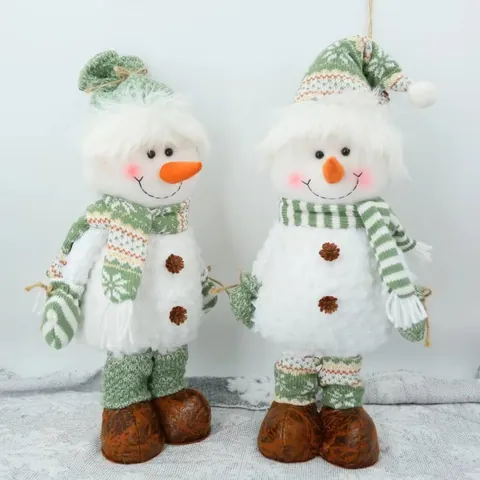 Figura de Gnomo Muñeco de Nieve de Navidad Telescópico a Cuadros Adorno de Mesa Festivo Decorativo para Escaparate Decoración del Hogar