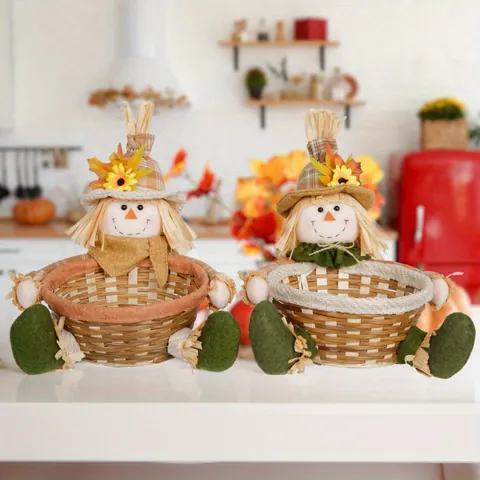Centro de Mesa de Cosecha de Muñeca Sin Rostro de Espantapájaros de Acción de Gracias Decoración de Mesa de Otoño