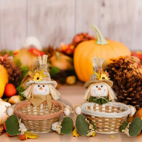 Centro de Mesa de Cosecha de Muñeca Sin Rostro de Espantapájaros de Acción de Gracias Decoración de Mesa de Otoño