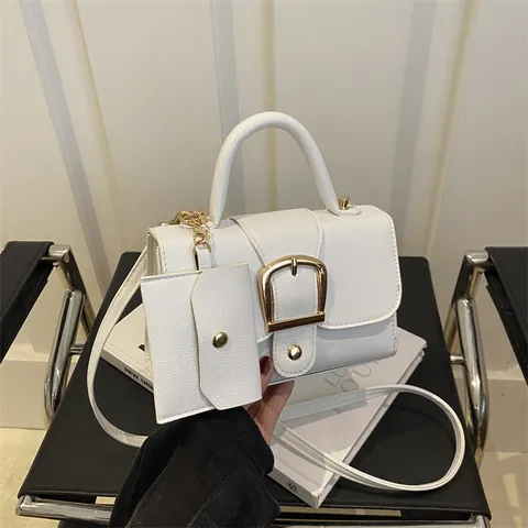 Women Vintage Small Square Bag PU Leather Candy Color Crossbody Handbag With Detachable Mini Pouch Large Buckle Daily Purse