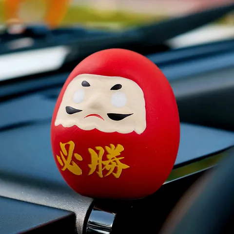 Mini Ceramic Daruma Doll Figurine Japanese Wishing Lucky Charm For Car Dashboard Interior Home Desk Decoration Ornament Gift