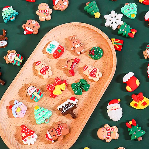 Ciondoli In Resina Natalizi Per Fai Da Te Decorazione Custodia Telefono Cartone Animato Babbo Natale Albero Fiocco Di Neve Ornamento