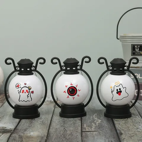 Lanterne LED Halloween Veilleuse Portable Avec Motif Fantôme Dessin Animé Oeil Lumière Chaude Pour Déco De Fête Cadeau