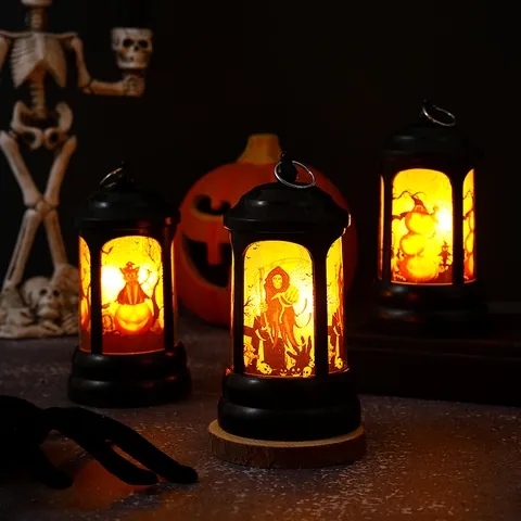 Halloween Retro LED Brievenbus Lantaarn Nachtlampje Vintage Plastic Griezelig Pompoen Schedel Lamp Voor Bar Feest