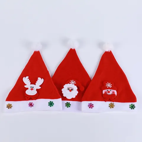 Christmas Hat LED Light Up Santa Snowman Reindeer Cartoon 3D Plush Red White Party Decoration For Kids And Adults