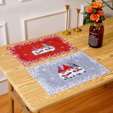Christmas Place Mat Nordic Style Gnome Cartoon Forest Man Dining Table Mat Xmas Holiday Hotel Restaurant Decoration Tableware