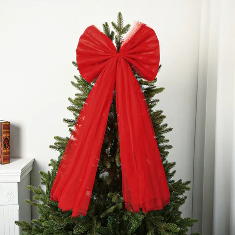Extra Große Weihnachtsbaumspitze Schleife Organza Glitzer Tüll Schleifenknoten Mit Langen Bändern Weihnachtsbaum Dekoration Anhänger