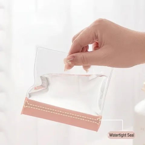 Transparent EVA Anti Oxidation Jewelry Storage Bag Pink Sealed Pouch For Earrings Rings Necklaces Travel Portable Jewelry Organizer