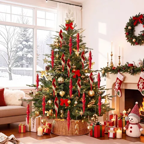 Adornos de Navidad Grandes de Remate Plástico Galvanizado Espiral Carámbano Decoraciones Colgantes para Árbol de Navidad