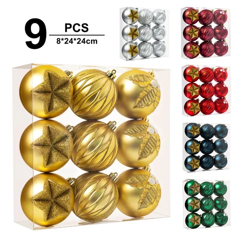 Christmas Shaped Ball Pendants Holiday Home Decor Tree Ornaments Relief Wave Star Pattern Festive Hanging Decorations For Family Celebration