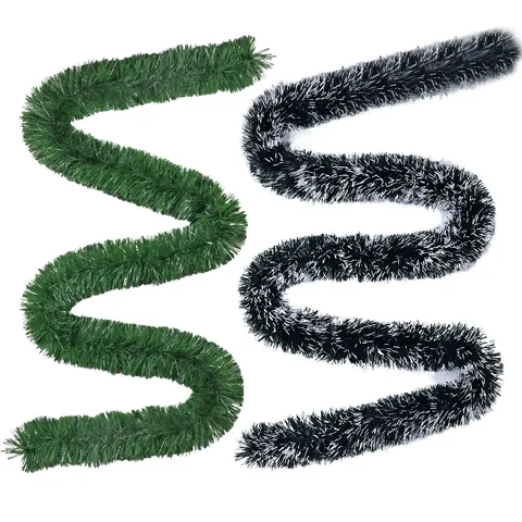 Artificial Christmas Tinsel Garland Green Frosted Pine Needle Style For Holiday Party Home Indoor Hanging Decorative Ornament
