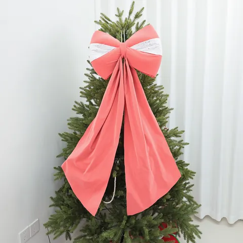 Large Velvet Christmas Bow Tree Topper Decoration Festive Ornament For Home Party Venue Scene Layout Hanging Decor