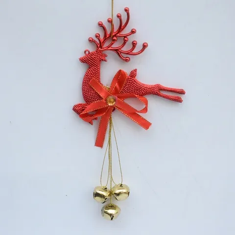 Christmas Reindeer Hanging Ornaments Electroplated Deer With Bells And Red Rhinestone Bow For Xmas Tree Decor Gold Silver Red