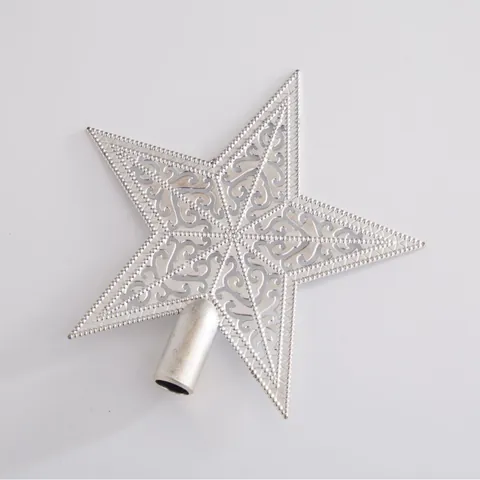 Glitter Plastic Hollow Pentagram Christmas Tree Top Star For Xmas Party Ornament Decoration Gold Silver Red