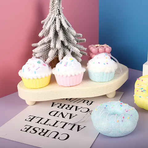 Christmas Macaron Color Dessert Hanging Ornaments Foam Glitter Donut Ice Cream Cupcake Decor For Christmas Tree Party Decoration Props