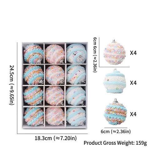 Bolas de Navidad de Espuma Color Macaron Adornos Colgantes Decorativos con Textura para Árbol de Navidad Fiesta Boda Hogar Decoración