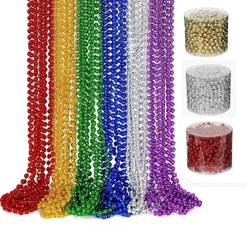 Festive Christmas Bead Chain Decoration Electroplated Plastic Beads String For Christmas Tree Indoor Scene Layout Party Ornament