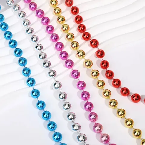 Festive Christmas Bead Chain Decoration Electroplated Plastic Beads String For Christmas Tree Indoor Scene Layout Party Ornament