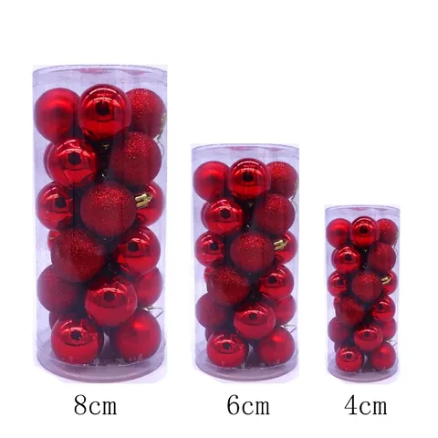 Plastic Christmas Ball Ornaments Set Electroplated Glitter Matte Hanging Decorations For Christmas Tree Holiday Party Home Decor
