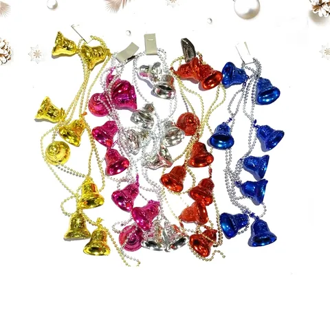 Electroplated Plastic Christmas Bell Chain Hanging Decoration For Christmas Tree Window Home Party Holiday Ornaments